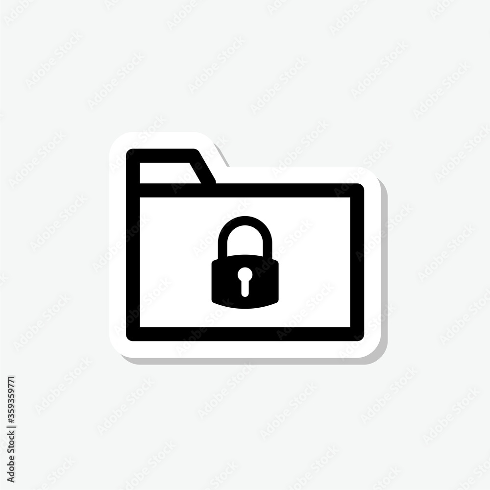 Lock folder sticker icon isolated on gray background Lock folder sticker icon isolated on gray background