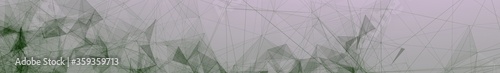 Green Trippy Abstract Plexus Polygon wireframe Shapes on Pink Gradient Background. Full Web Banner 3D Illustration.