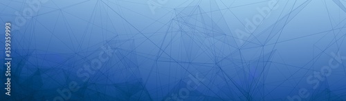 Trippy Abstract Plexus Polygon wireframe Shapes on Blue Gradient Background. Half Banner Web Banner 3D Illustration.