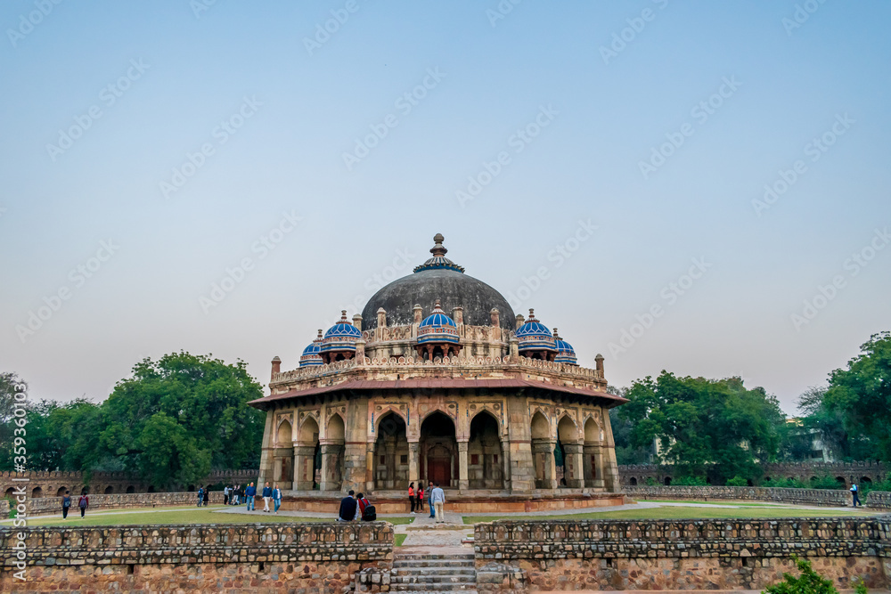 Delhi, India; Feb, 2020 : a view of the Isa Khan's Tomb, Delhi, India