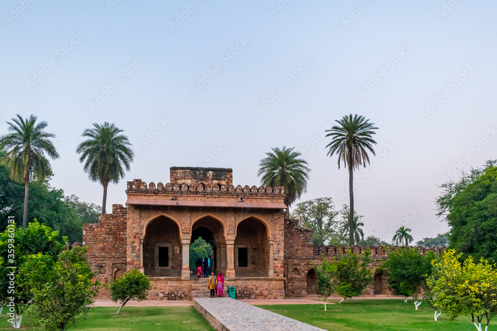 Delhi, India; Feb, 2020 : gateway to the Isa Khan's Tomb, Delhi, India