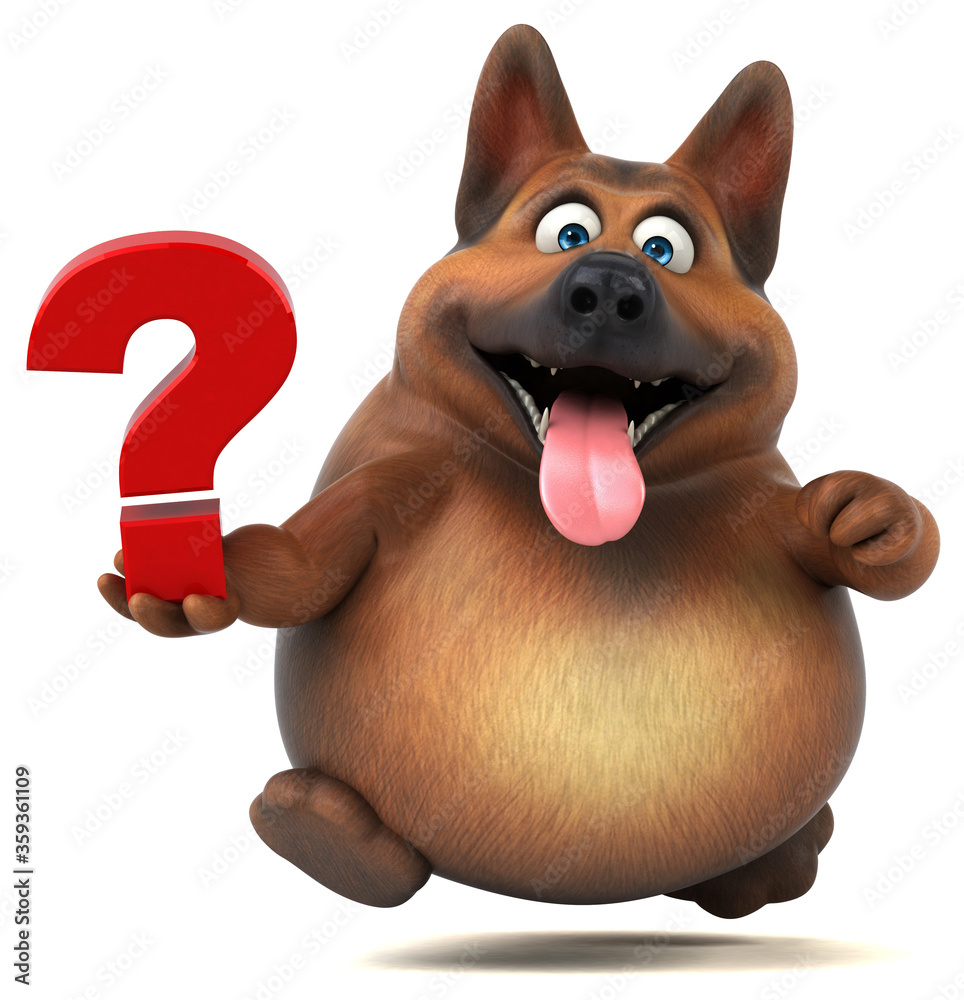 Naklejka premium Fun german shepherd dog - 3D Illustration