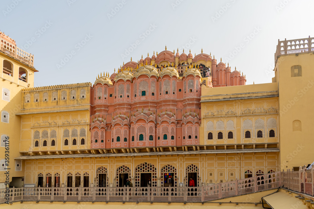 Jaipur, Rajasthan, India; Feb, 2020 : gate to the inner courtyard of the Hawa Mahal, Jaipur, Rajasthan, India