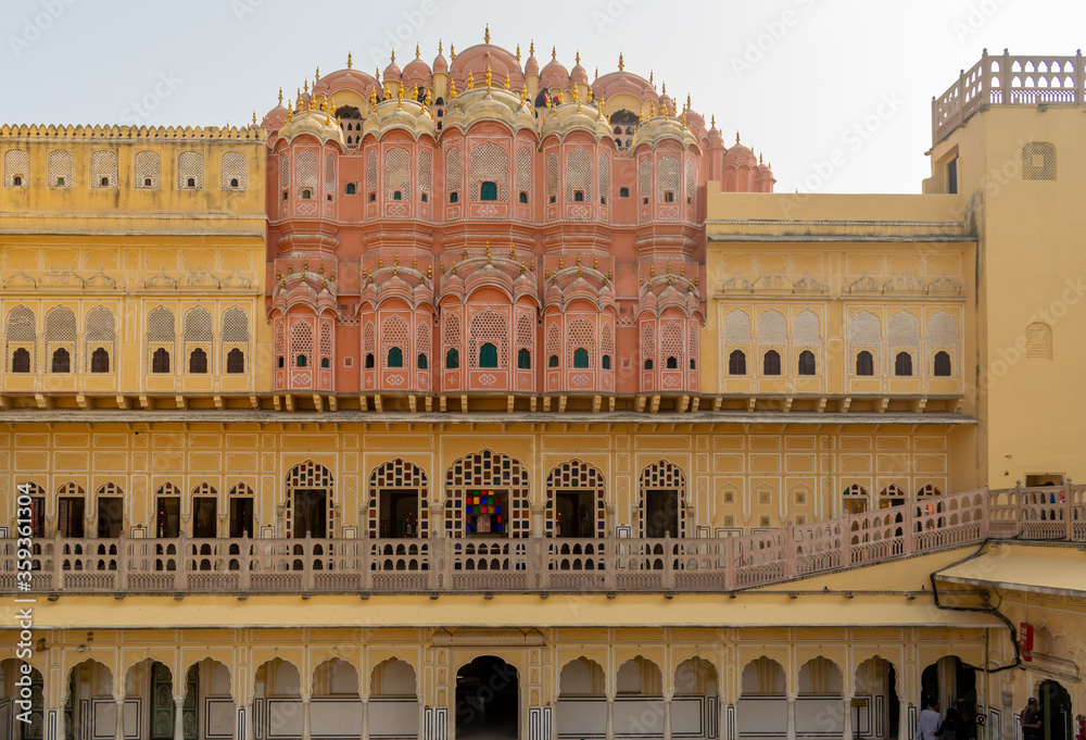 Fototapeta premium Jaipur, Rajasthan, India; Feb, 2020 : gate to the inner courtyard of the Hawa Mahal, Jaipur, Rajasthan, India