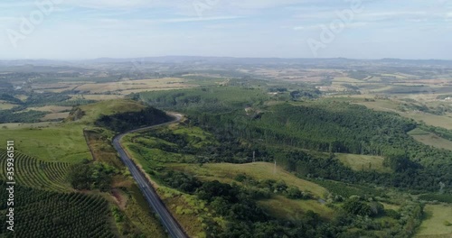 Aerial view of the highway Domingo Ribeiro Resende at the entrance to the city of São Sebastião do Paraíso city, Minas Gerais / Brazil. photo