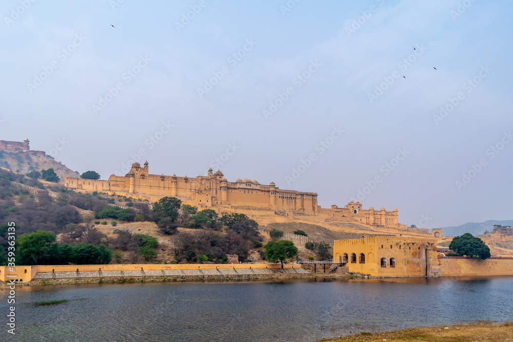 View of the Amber Fort and the Jaigarh Fort, Jaipur, Rajasthan, India