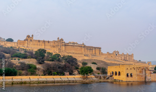 View of the Amber Fort and the Jaigarh Fort, Jaipur, Rajasthan, India photo