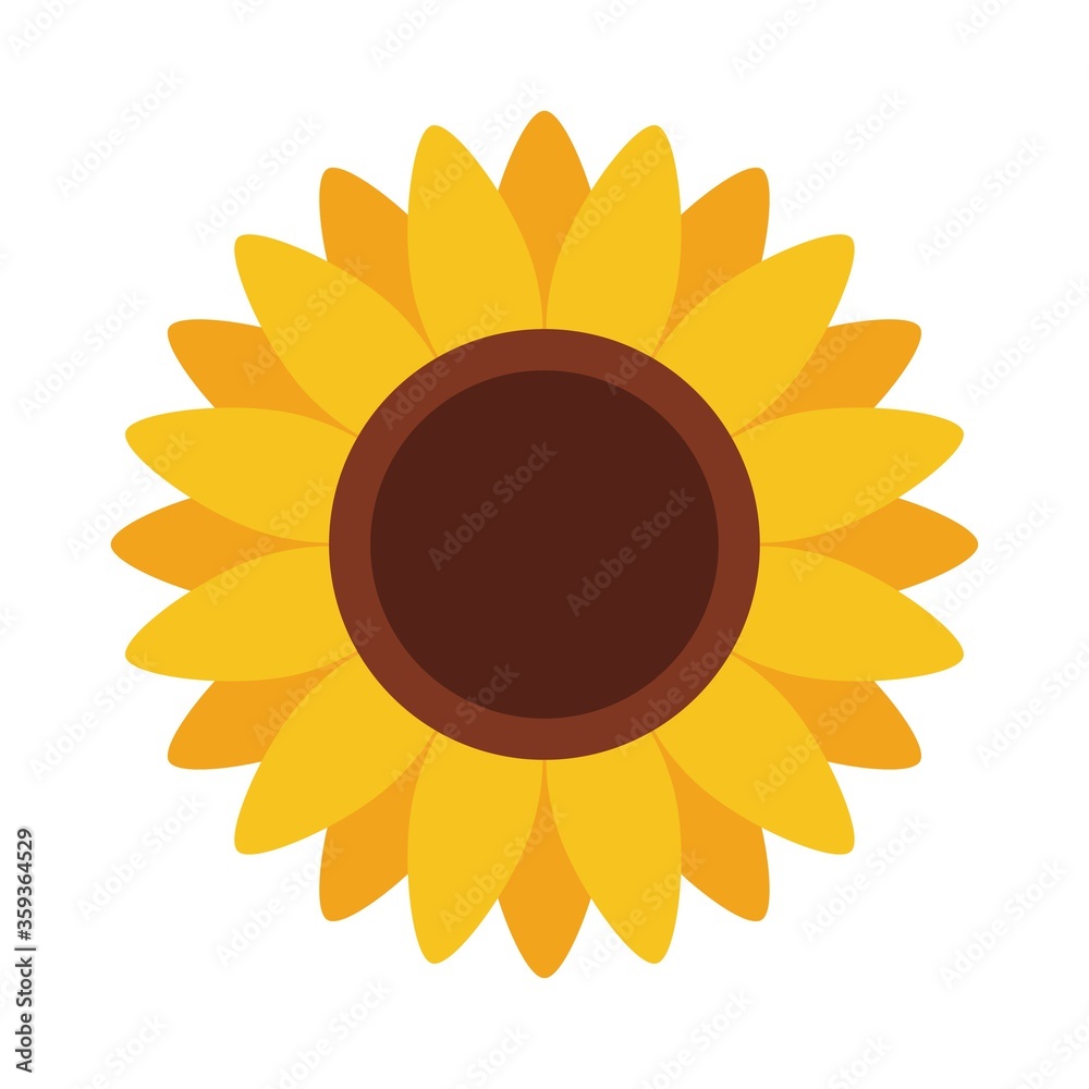 Sunflower cute icon in flat style on white background. Vector Illustration Sunflower cute icon in flat style on white background. Vector Illustration