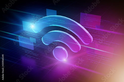 Fotografie Wifi abstract background illustration - 3d rendering