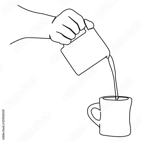 one line continuous drawing right hand pouring water into another mug