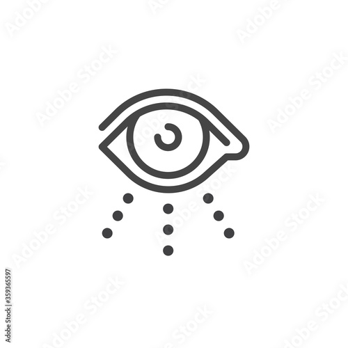 Thin Outline Icon Open Human Eye, Eyeball. Such Line sign as Visual Perception, Eyecare or Oculist and Eyesight. Vector Computer Isolated Pictograms EPS 10 for Web on White Background Editable Stroke.