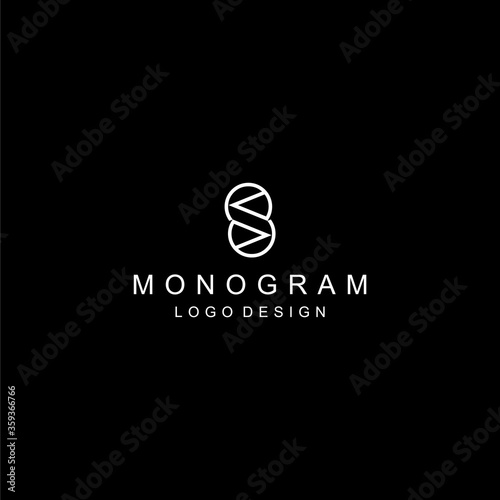 Modern and unique monogram logo design of letter S on black background colours- EPS10 - Vector.