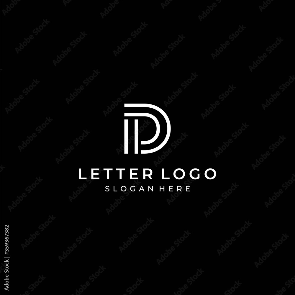 Simple logo design of letter D and P on black background colours - EPS10 - Vector.
