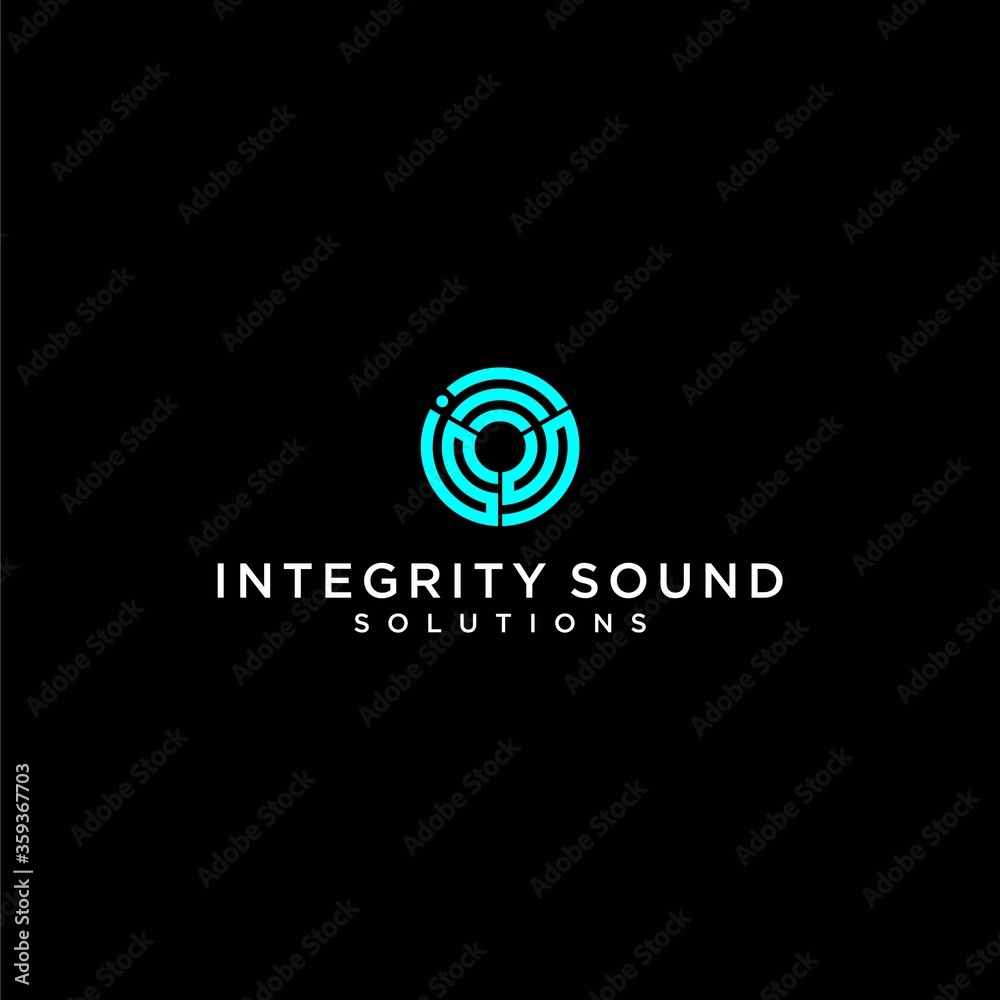 Modern and simple logo design of sound icon on black background colours - EPS10 - Vector.