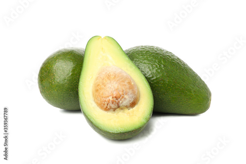 Ripe fresh avocado isolated on white background