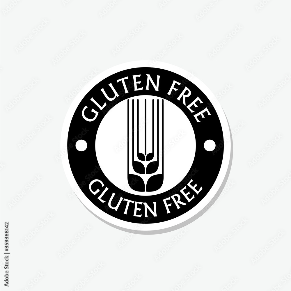 Gluten free sticker icon isolated on gray background Gluten free sticker icon isolated on gray background