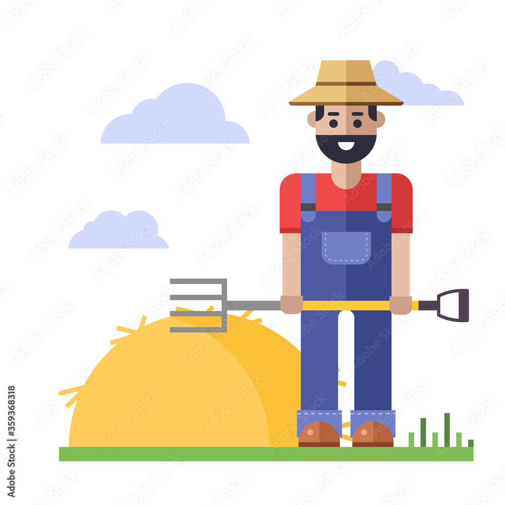 Obraz premium Farmer in a flat design.