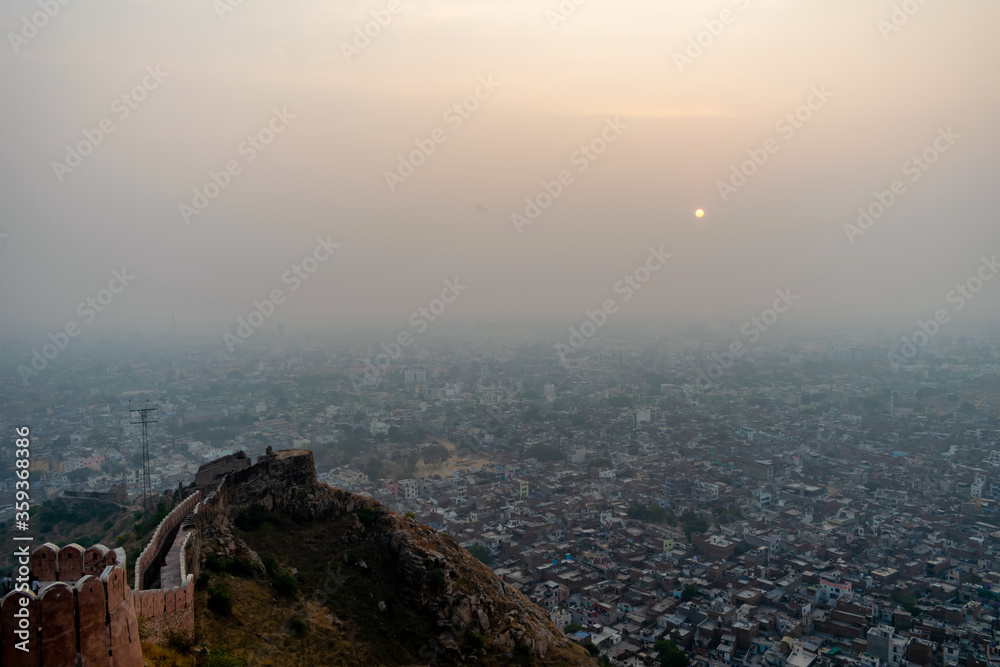 A sunset from Nahargarh Fort, Jaipur, Rajasthan, India