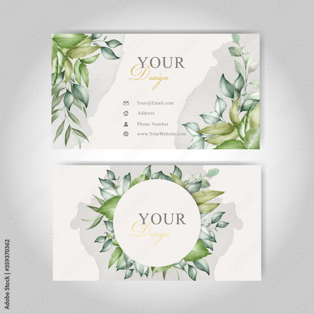 Greenery Watercolor Floral business cards