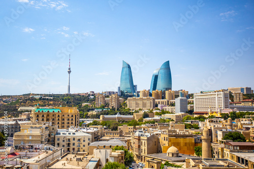 Cuadro en lienzo The skyline of City Baku, the capital of Azerbaijan.