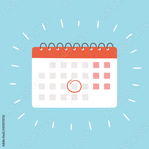 Calendar with selected date. Isolated vector illustration