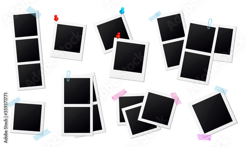 Set of vector image frames template. Vector Illustration of frame photo collage isolated on white background.