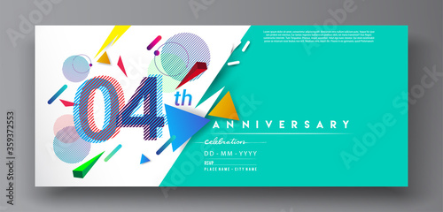 4th years anniversary logo, vector design birthday celebration with colorful geometric isolated on white background.