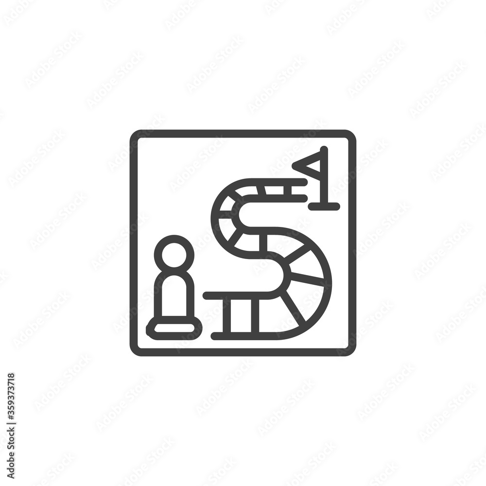 Board game line icon. linear style sign for mobile concept and web design. Board game with start and finish outline vector icon. Symbol, logo illustration. Vector graphics Board game line icon. linear style sign for mobile concept and web design. Board game with start and finish outline vector icon. Symbol, logo illustration. Vector graphics