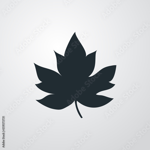 Concepto otoño. Icono plano hoja de arce en fondo gris