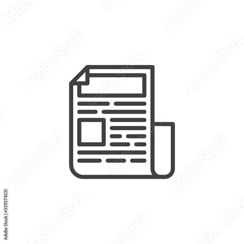Newspaper publication line icon. linear style sign for mobile concept and web design. Newspaper headline outline vector icon. Symbol, logo illustration. Vector graphics