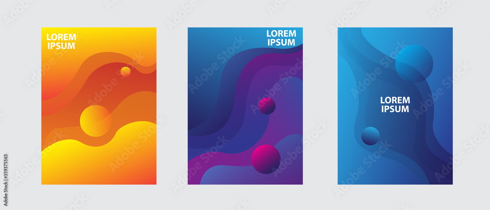 Minimal annual report design vector collection. Abstract liquid shape. Dynamic shapes composition. Vector illustration
