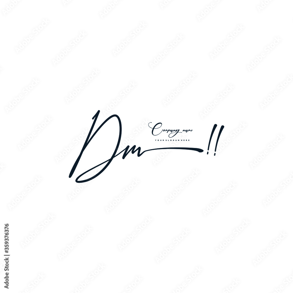 DM initials signature logo. Handwriting logo vector templates. Hand drawn Calligraphy lettering Vector illustration.