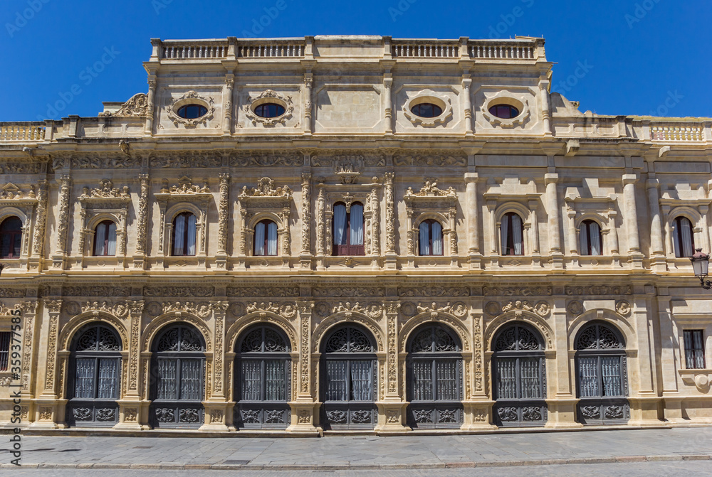 Facade of the town hall at the Plaza San Francisco in Sevilla, Spain