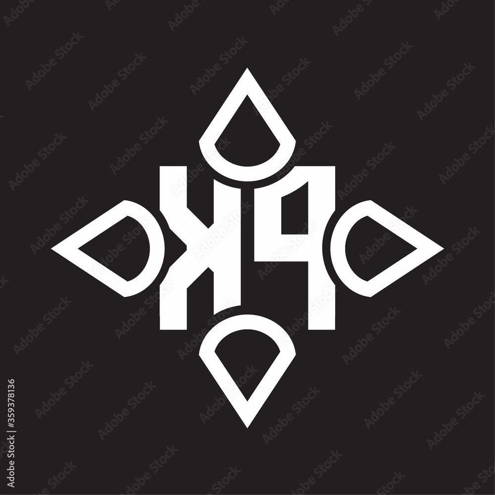 KP Logo monogram with four cone rounded by the shape design template KP Logo monogram with four cone rounded by the shape design template