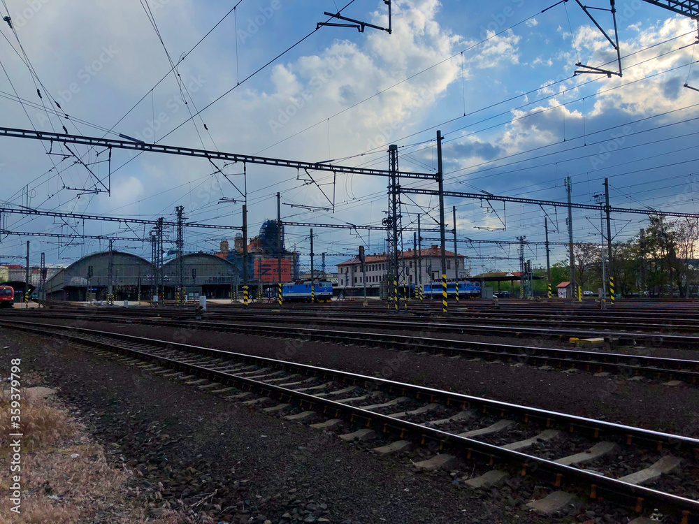 Multiple train tracks leading to the main station Multiple train tracks leading to the main station