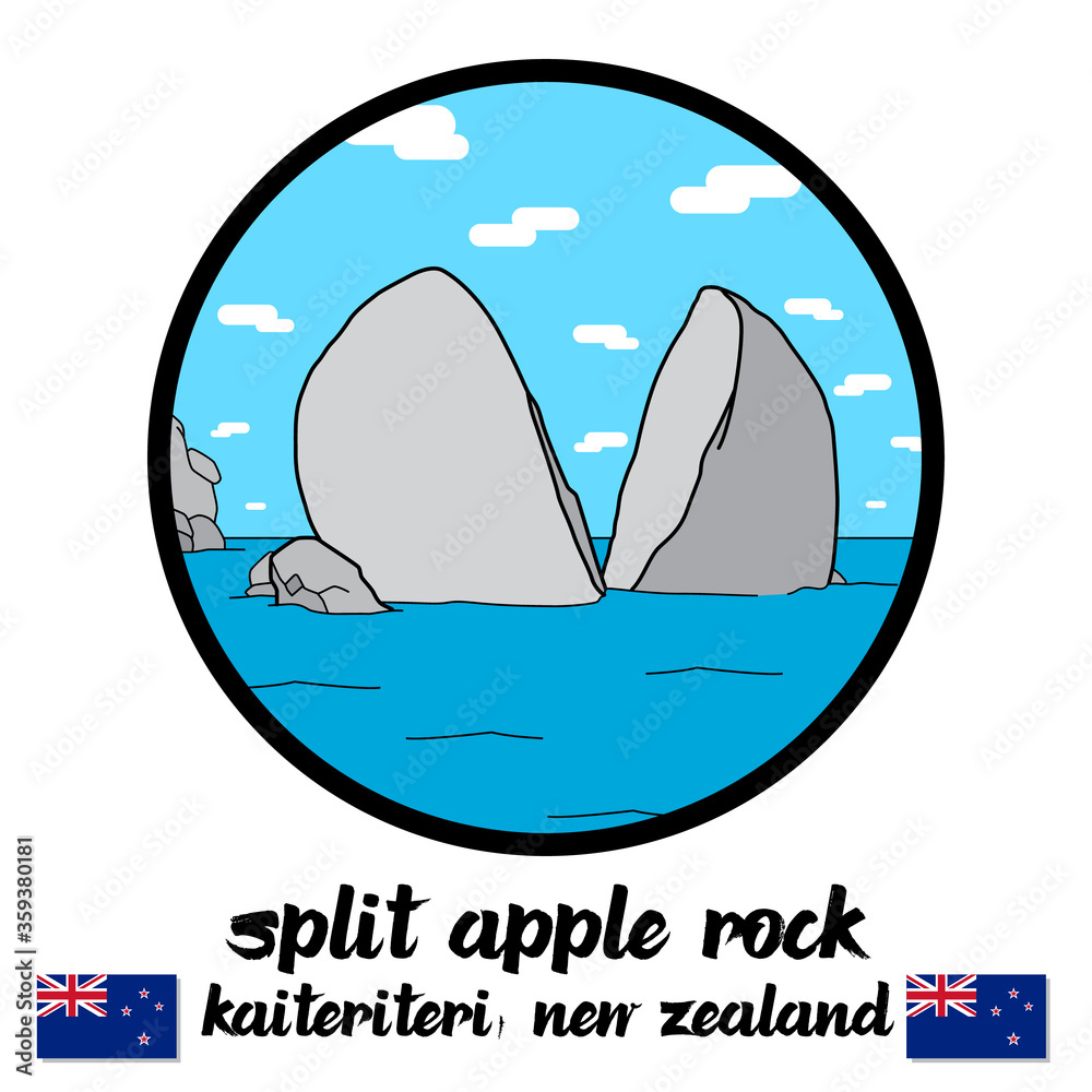 Circle Icon Split Apple Rock. Vector Illustration Circle Icon Split Apple Rock. Vector Illustration