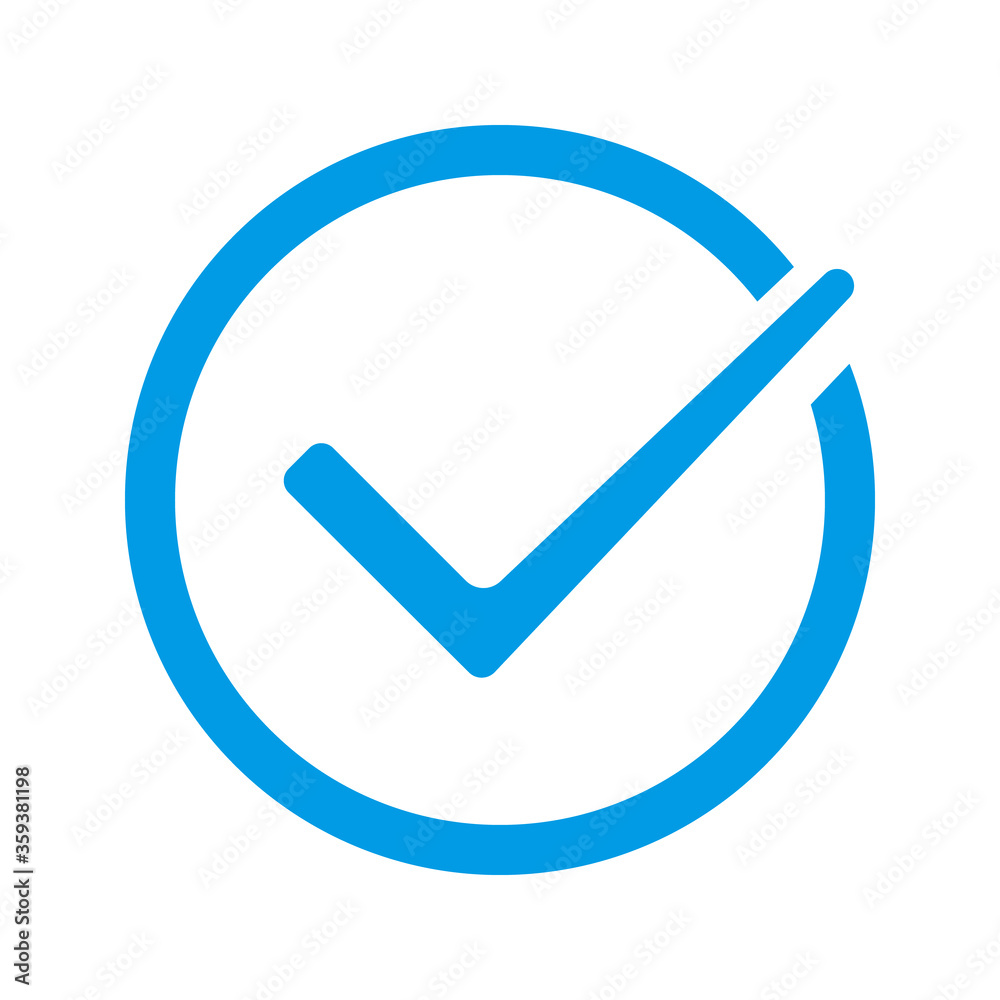 Check mark in round sign icon isolated on white background. Vector illustration. Check mark in round sign icon isolated on white background. Vector illustration.