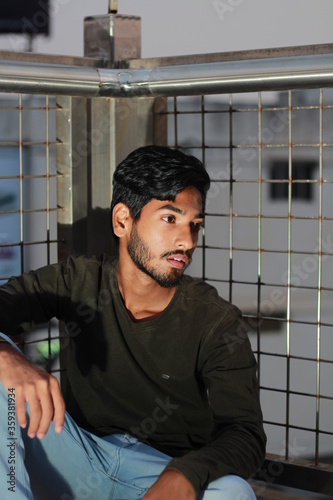 portrait of a young man in street 