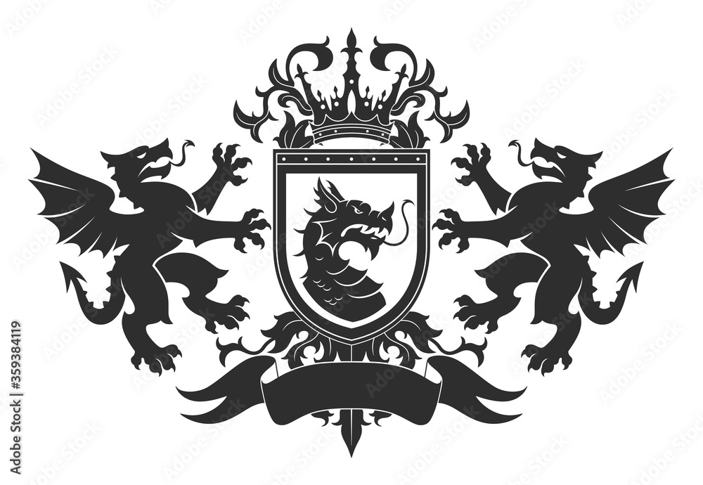 Coat of arms with dragons Stock Vector Adobe Stock