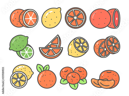Citrus cute icon set