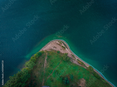 Aerial picture of Kaunas Reservoir coast in Lithuania