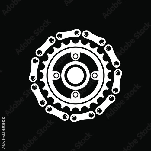 bicycle chain and gear vector logo design