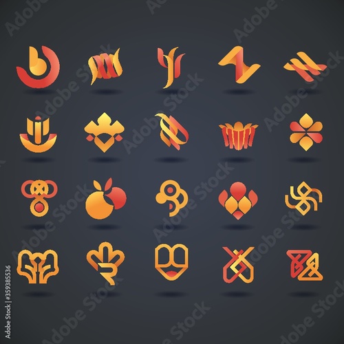 set of abstract logo elements