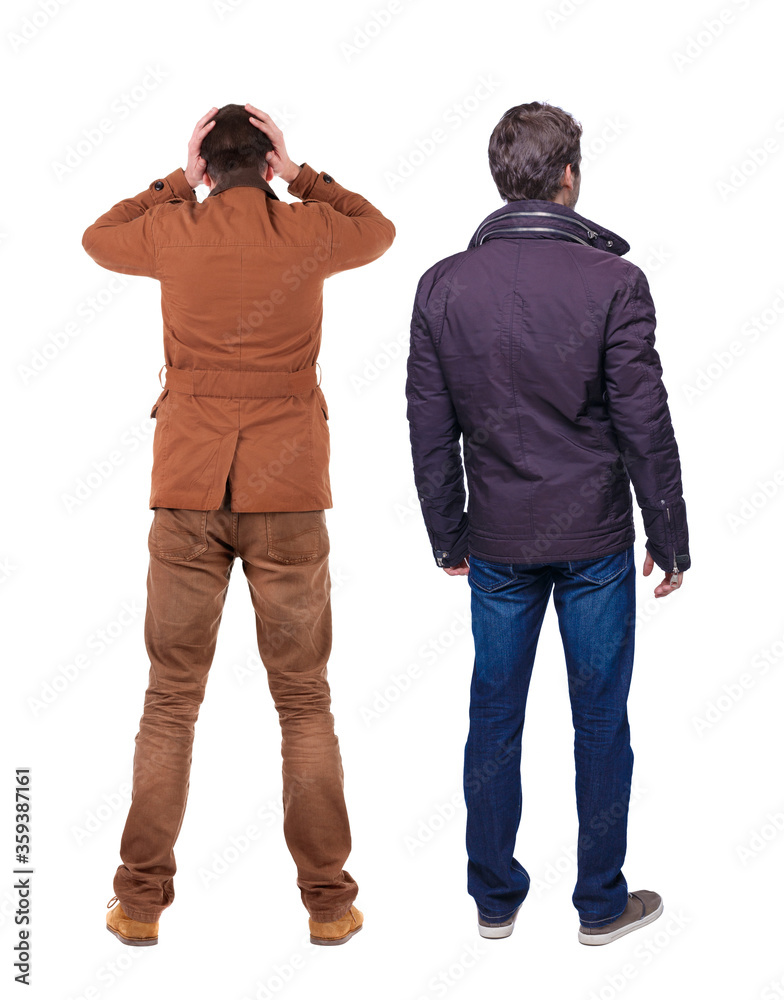 Back view of couple in winter jacket.