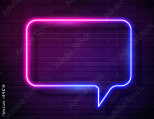 Vector Neon Gradient Glowing Speech Bubble Sign