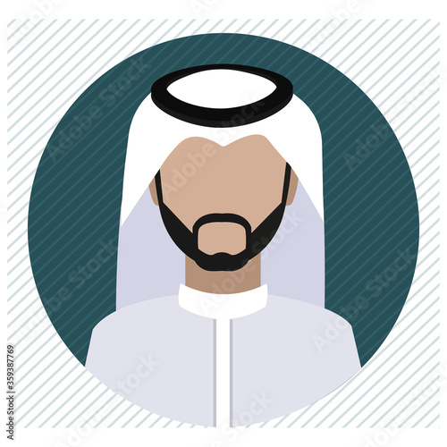 A Saudi man icon wearing shemagh and a thobe Art & Illustration