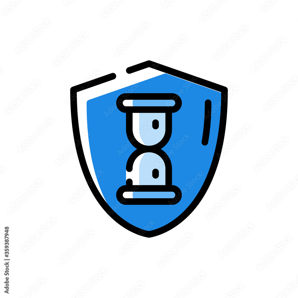 security time shield icon in filled line style isolated on white background. EPS 10 security time shield icon in filled line style isolated on white background. EPS 10