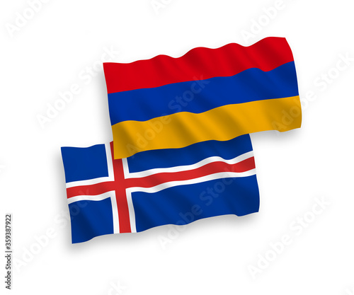 Flags of Iceland and Armenia on a white background