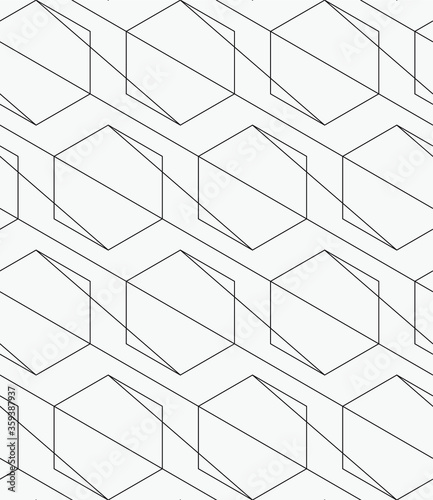  Vector seamless pattern. Modern stylish texture. Repeating geometric hexagons.