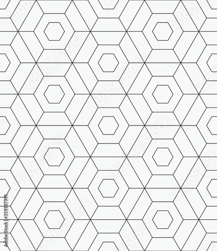  Vector seamless pattern. Modern stylish texture. Repeating geometric hexagons.